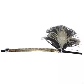 Повязка на голову с перьями и стразами 20S Тематическая повязка на голову Винтажный стиль Головной убор Головной убор для