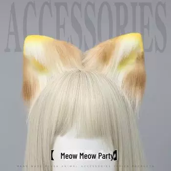 Повязка на голову с плюшевыми кошачьими ушками ручной работы для косплея - аксессуары для волос с ушками животных для костюмов и реквизита