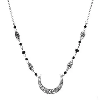 Повязка на голову с подвеской и бусинами для женщин Silver+Black