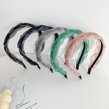 Повязка на голову с поворотной повязкой на голову, простой элегантный головной убор, сетка для волос, тканые аксессуары, модные аксессуары 17*13cm чёрный