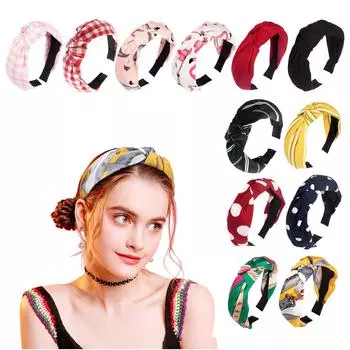 Повязка на голову с проволочной завязкой, тюрбан с узлом, повязка на голову с бантом и бантами, широкая повязка на голову, эластичная повязка на голову, аксессуары для волос для женщин One Size