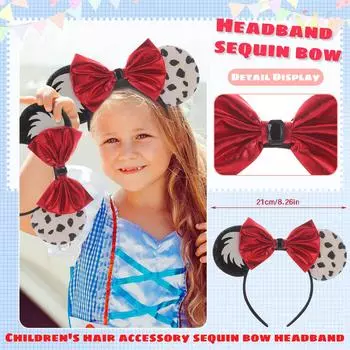 Повязка на голову с пряжкой-бантом и пайетками One Size белый