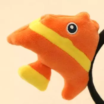 Повязка на голову с рисунком тропической рыбы, милые плюшевые ленты для волос в форме рыбки, пушистый обруч для волос для детей, головной убор для родителей и детей синий