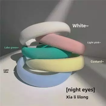 Повязка на голову с широкими полями Macaron Color - корейский стиль, универсальная, простой дизайн синий