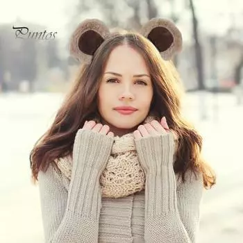 Повязка на голову с ушками бурундука, украшение в виде плюшевого медвежьего ушка, головной убор для девочки, эластичный дизайн, повязка на голову с животной тематикой, макияж, головной убор коричневый