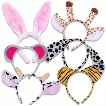 Повязка на голову с ушками животных, костюм для косплея животных, набор из 6 предметов для вечеринки и мероприятия [Nicheez]