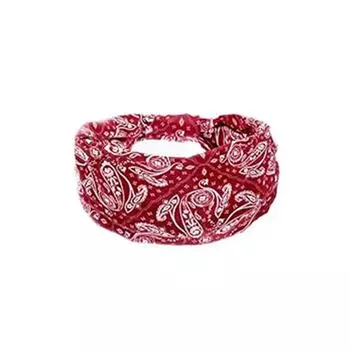 Повязка на голову с узлом «Цветок кешью» с узором «пейсли», эластичная, с широкими полями, для йоги и спорта красный