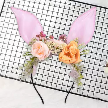 Повязка на голову с заячьими ушками, милое платье, повязка для волос с искусственными цветами для вечеринки в честь косплея зелёный