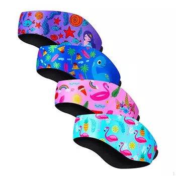 Повязка на голову с затычками для ушей, защитная повязка для плавания для взрослых, регулируемые милые повязки для плавания из неопрена для Style C