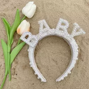 Повязка на голову с жемчугом для мамы, повязка на голову для леди, великолепная повязка для волос в стиле барокко для мамы, вечеринка в честь рождения ребенка 1