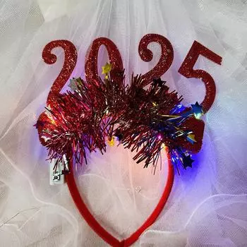 Повязка на голову «Счастливый год» 2025 года, рождественские реквизиты для фотосъемки, оправа для очков, рождественские украшения для вечеринок, подарки для детей и взрослых