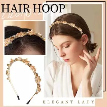 Повязка на голову со стразами, элегантная французская повязка на голову, повязка на голову для банкета, повязка на голову для волос, женский головной убор One Size жёлтый