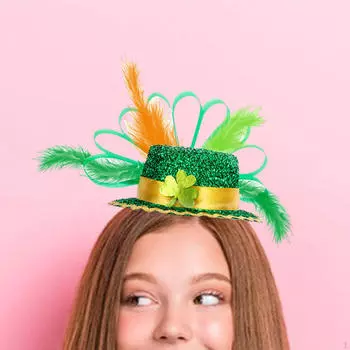 Повязка на голову Святого Патрика, перо шляпа аксессуар для костюма повязка на голову трилистник обруч для волос
