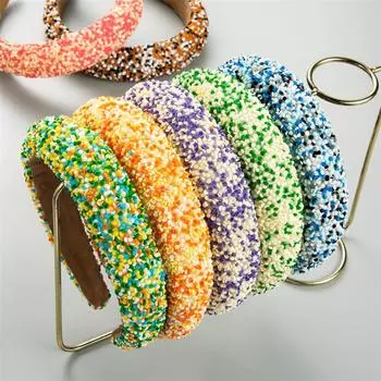 Повязка на голову, тканевый головной убор для вечеринок, губка с блестками, обруч с широкими краями, аксессуары для волос 11.5*14cm фиолетовый