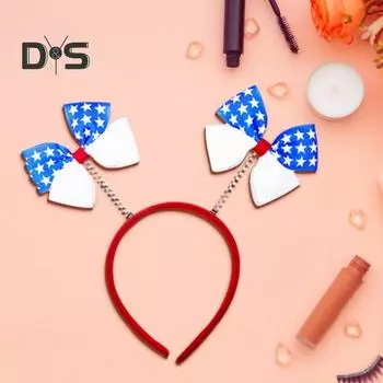 Повязка на голову в честь Дня независимости, весенний дизайн, американский флаг, бант, синяя красная лента, обруч для волос, праздничные атрибуты J