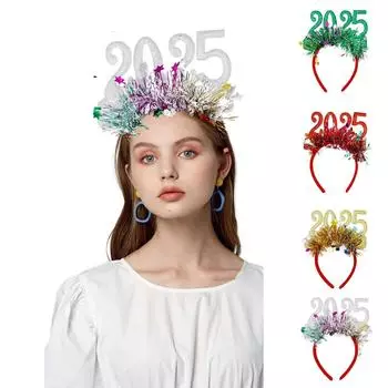 Повязка на голову в канун Нового года 2025 года - Рождественская повязка на голову - Праздничная вечеринка, нарядная повязка на голову, украшения в виде звезд - Празднование Нового года One Size зелёный