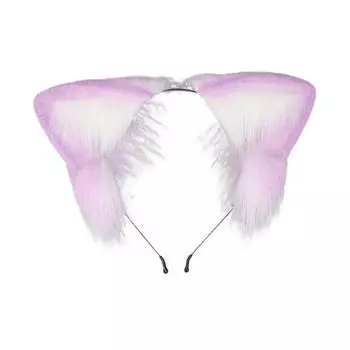 Повязка на голову в японском стиле с плюшевыми кошачьими ушками, украшение для волос, подарок, изготовление ярких цветных аксессуаров для волос фиолетовый