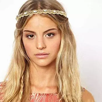 Повязка на голову в стиле бохо, аксессуары для волос, повязка на голову со стразами и бусинами, корейский стиль, эластичная повязка для волос белый