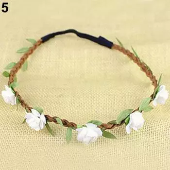 Повязка на голову в стиле бохо с цветочным принтом, праздничная вечеринка, свадьба, женская повязка на голову с гирляндой ADM белый