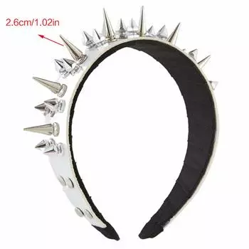 Повязка на голову в стиле рок для мужчин, повязка на голову с шипами, готическая диадема, повязка на голову с заклепками, повязка на голову в стиле стимпанк, панк, кожаная повязка на голову с шипами белый