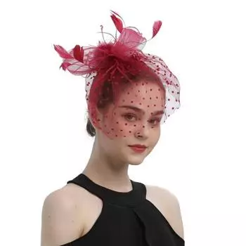Повязка на голову в виде цилиндра с перьями и сеткой, удобная в носке, стильный головной убор, повседневные вечерние аксессуары для волос для женщин розовый