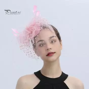 Повязка на голову в виде цилиндра с перьями и сеткой, удобная в носке, стильный головной убор, повседневные вечерние аксессуары для волос для женщин белый