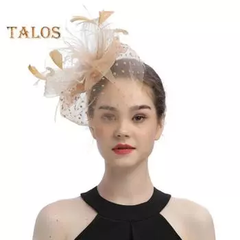 Повязка на голову в виде цилиндра с перьями и сеткой, удобная в носке, стильный головной убор, повседневные вечерние аксессуары для волос для женщин чёрный