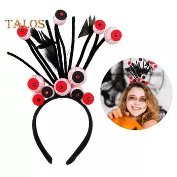 Повязка на голову в виде глазного яблока на Хэллоуин, кровавый глаз, ворон, череп, надгробный камень, ободок для волос, головной убор для вечеринки ужасов, женский обруч для волос, аксессуар A