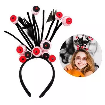 Повязка на голову в виде глазного яблока на Хэллоуин, кровавый глаз, ворона, череп, повязка на голову, головной убор для вечеринки ужасов A