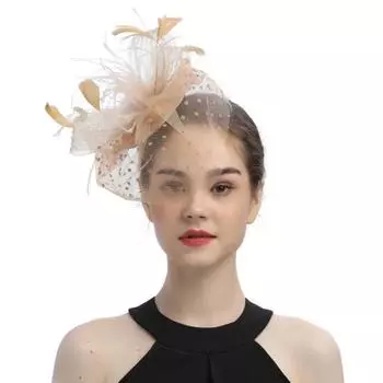 Повязка на голову в виде сетчатой шляпы с перьями, удобная в носке, стильный головной убор для повседневной вечеринки розовый