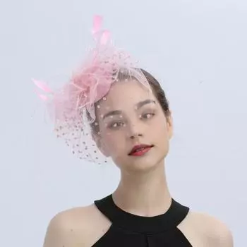 Повязка на голову в виде сетчатой шляпы Yousheng Feather Mesh, удобный стильный головной убор, повседневные аксессуары для вечеринок и дамских волос красный