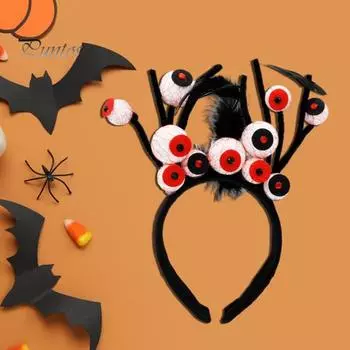 Повязка на голову в виде ужасных глазных яблок с кровавыми полосками, обруч для волос, безопасный для кожи головы, для костюмированной вечеринки на Хэллоуин красный