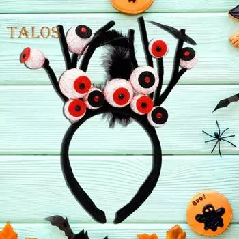 Повязка на голову в виде ужасных глазных яблок с кровавыми полосками, обруч для волос, безопасный для кожи головы, для костюмированной вечеринки на Хэллоуин красный