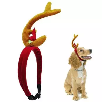 Повязка на голову в виде животного, рождественская повязка на голову, зимняя плюшевая повязка на голову с милой собакой и костями One Size коричневый