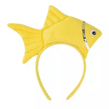 Повязка на голову в виде золотой рыбки, обруч для волос в виде рыбки, регулируемая повязка на голову, реквизит для косплея, вечеринки, дня рождения, принадлежности жёлтый