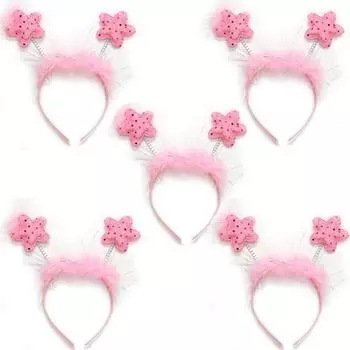 Повязка на голову в виде звезды для вечеринки, розовая, 5 шт.