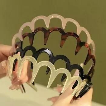 Повязка на голову Wave, повязка на голову Brown, повязка на голову Wave с зубцами, тонкая, нескользящая, женская, для макияжа, расческа для волос Zigzag Band, повязка на голову с зубцами