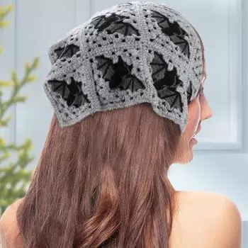 Повязка на голову во французском стиле, вязаная крючком, цветочная, на шнуровке, треугольная, на голову, в стиле Хэллоуина, вязаная бандана, аксессуар для волос красный