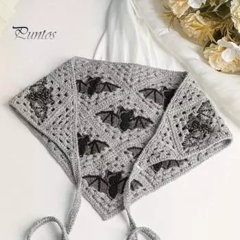 Повязка на голову во французском стиле, вязаная крючком, цветочная, на шнуровке, треугольная, на голову, в стиле Хэллоуина, вязаная бандана, аксессуар для волос бежевый