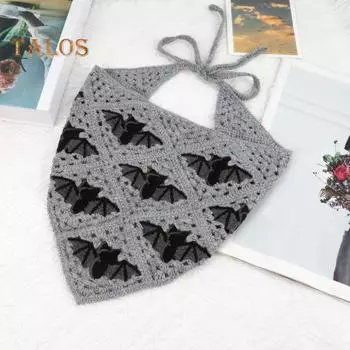 Повязка на голову во французском стиле, вязаная крючком, цветочная, на шнуровке, треугольная, на голову, в стиле Хэллоуина, вязаная бандана, аксессуар для волос зелёный