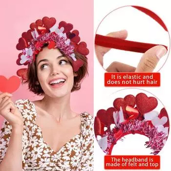 Повязка на голову Yousheng ко Дню святого Валентина, женская блестящая повязка на голову в форме сердца, праздничные аксессуары для косплея на День святого Валентина, вечеринку, свадьбу, годовщину красный