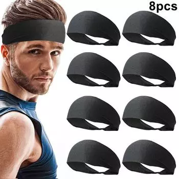 Повязка на лоб нескользящая высокоэластичная для мужчин и женщин (Черный Серый)