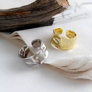 Повязка на палец с регулируемым отверстием, индивидуальная полировка, нейтральный стиль, украшение, однотонный женский, нерегулярный, волнистый золотистый