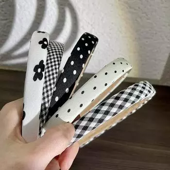 Повязки для волос в горошек для женщин, обручи для волос с цветочным принтом, милые повязки для волос в клетку для девочек, аксессуары для волос, головной убор