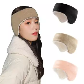 Повязки для защиты ушей, мужские и женские ветрозащитные наушники для езды на велосипеде, флисовая теплая повязка для защиты ушей, мягкие наушники из овечьей шерсти чёрный