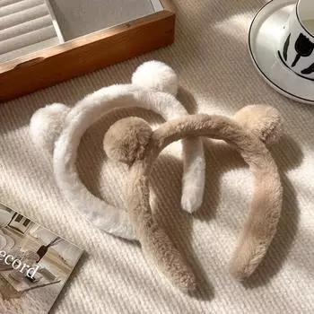 Повязки на голову для мытья лица для девочек, милые плюшевые обручи для волос, повязки для волос для женщин, модные аксессуары для волос, повязки на голову, повязки для волос