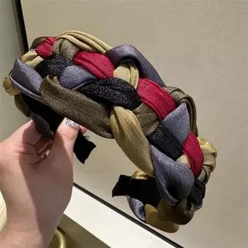 Повязки на голову для женщин Нескользящие повязки Сетчатая плетеная повязка для волос Плетение волос Форма Широкая завязанная повязка на голову для девочек