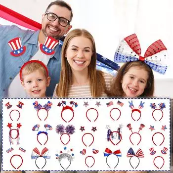 Повязки на голову Патриотическая вечеринка Аксессуары для волос Повязки на голову ко Дню независимости Блестящие повязки на голову Женские аксессуары для волос, Декоративные украшения для вечеринки ко Дню независимости One Size