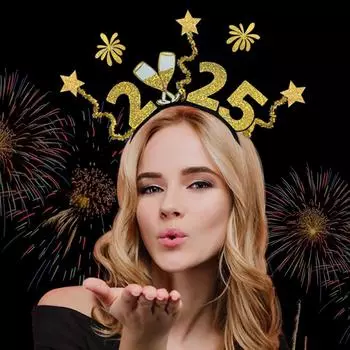 Повязки на голову с фейерверками, заколки для волос с надписью «С Новым годом», головные уборы с надписями на Новый год, повязки на голову с нарядами