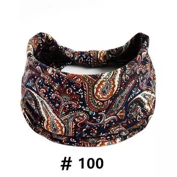 Повязки на голову с принтом «кешью» для женщин, широкая бохо-тюрбан, хлопковые эластичные повязки для волос с узлом, бандана, спортивные аксессуары для волос для тренировок